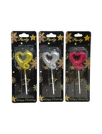 Heart sparkler cake candles gold silver pink