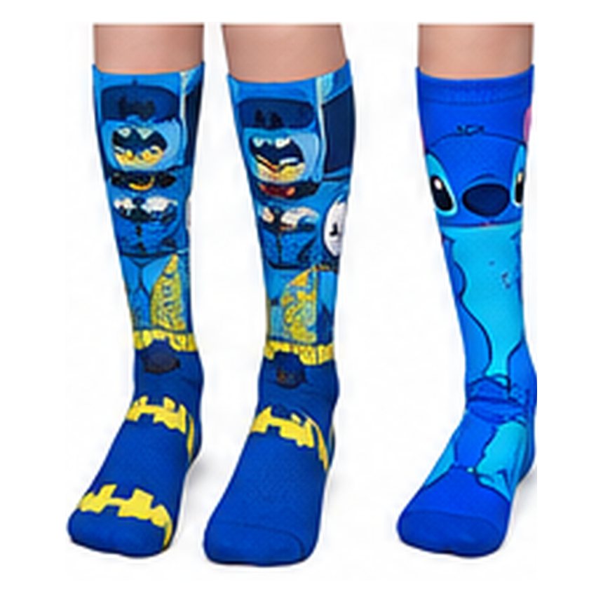 Cartoon Character Knee High Socks for Kids – Bat Hero Blue