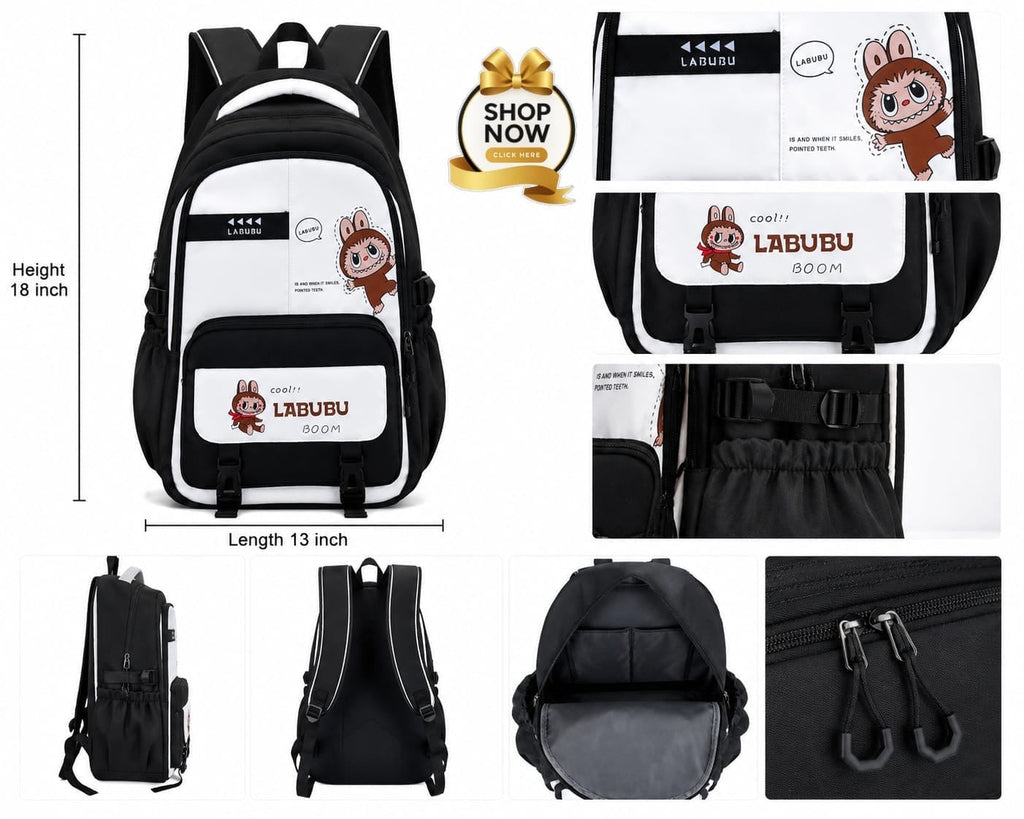 LABUBU School Backpack - Black