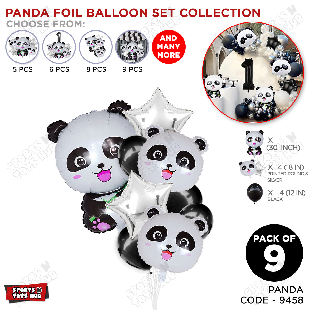 Panda Foil Balloon Set