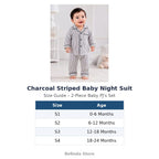 Charcoal Striped Baby Night Suit size guide 0-24 months – Belinda Store