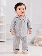 Charcoal Striped Baby Night Suit – 2-piece baby PJ's set 0-24 months – Belinda Store