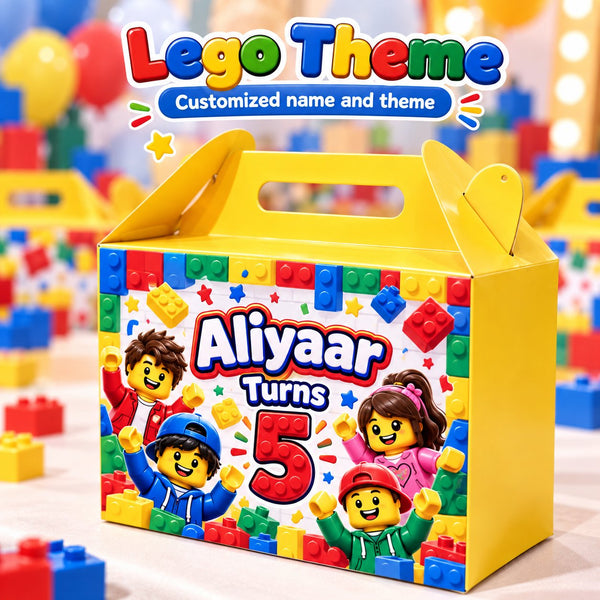 Building Blocks Theme Customized Birthday Goodie Box – Personalised Name Party Favour Box