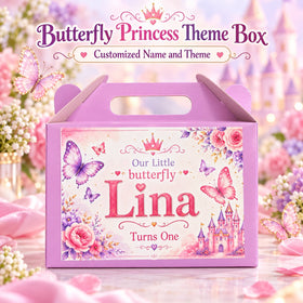 Butterfly Princess theme customized birthday goodie box with name
