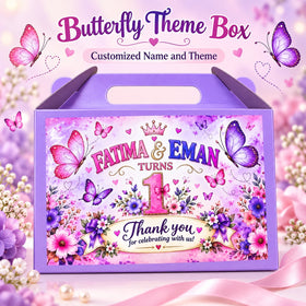 Butterfly theme customized birthday goodie box with name