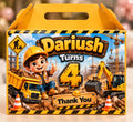 Construction theme customized birthday goodie box with name