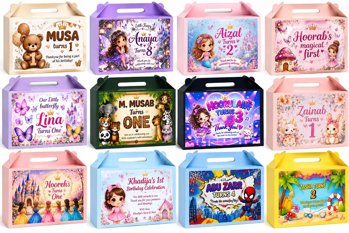 Customized theme birthday goodie boxes – Belinda Store