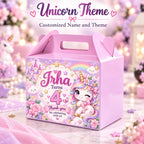 Unicorn theme customized birthday goodie box with name