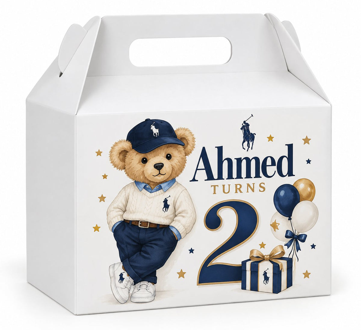 Customized teddy bear birthday goodie box name and age