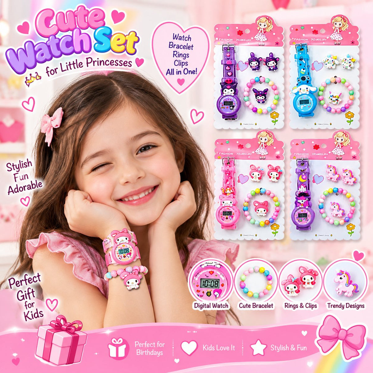 Cute Watch Set for Little Princesses
