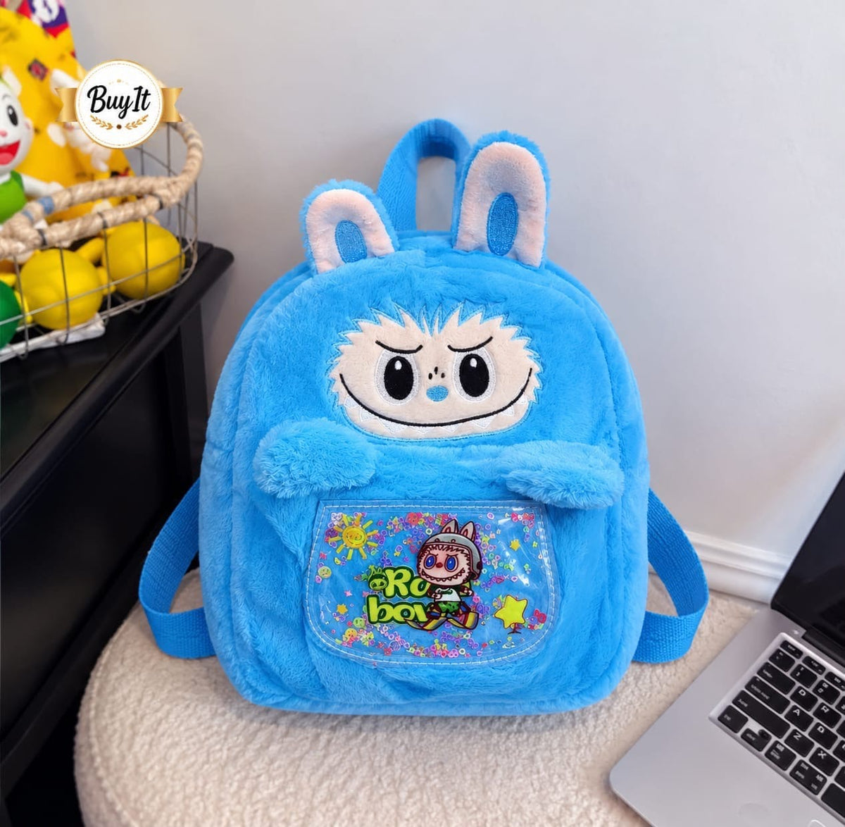 Kids Plush Bunny Backpack in Blue - cute rabbit school bag Belinda Store