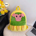 Yellow green kids monkey plush backpack - soft animal school bag