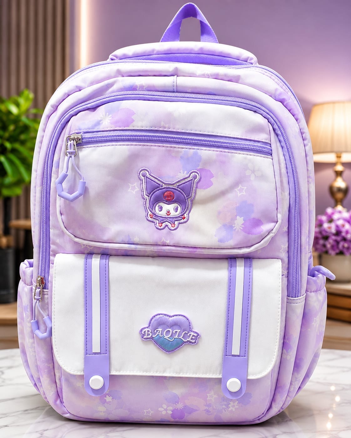 Kuromi School Backpack (Purple White) - Purple White image 2