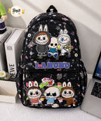 Labubu kids backpack black print design - Belinda Store