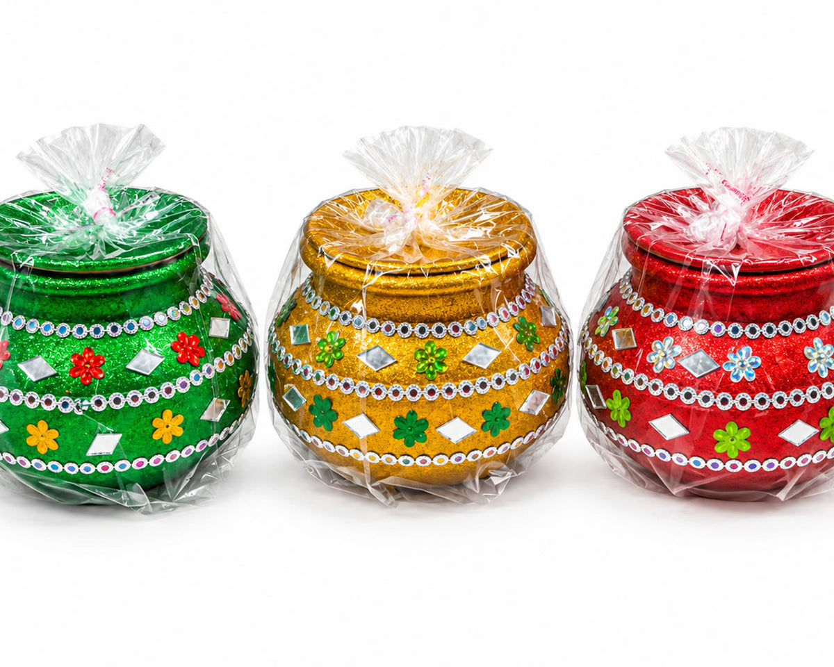 Decorated Mehndi Matki Set â Colourful Mini Pots - alternate view 2