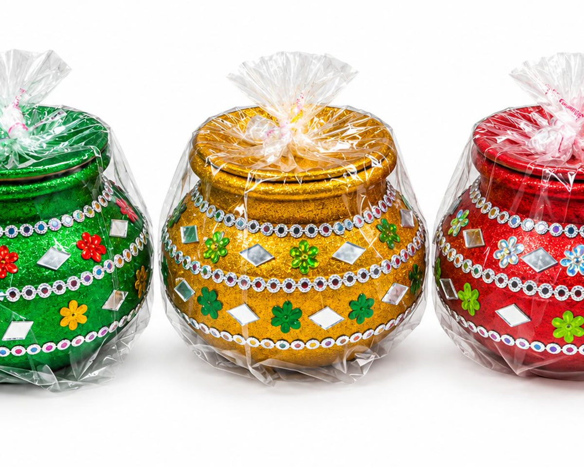 Decorated Mehndi Matki Set â Colourful Mini Pots - alternate view 3