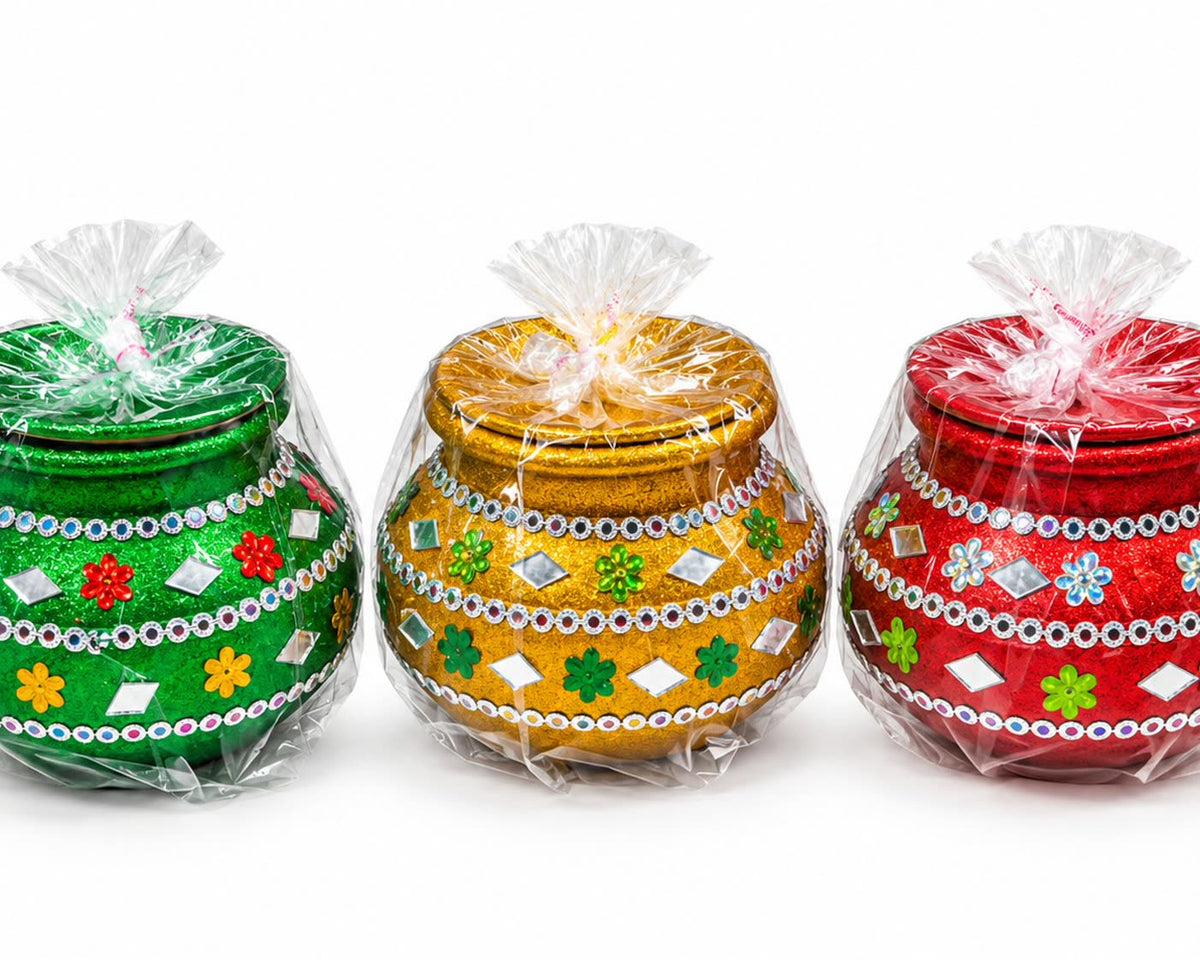 Decorated Mehndi Matki Set â Colourful Mini Pots - alternate view 4