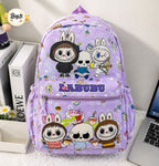 LABUBU Cartoon Print School Backpack - Purple