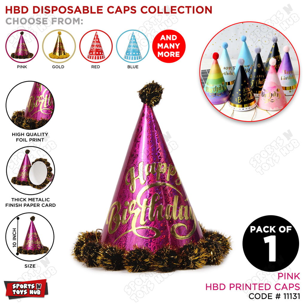 Happy Birthday Party Hat with Pom-Pom
