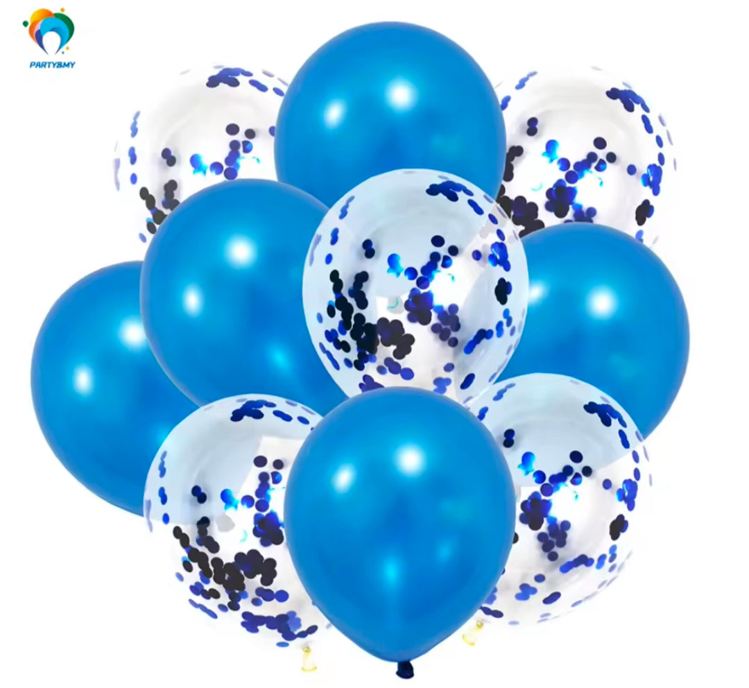 Confetti & Latex Balloon Set – 10 Pcs