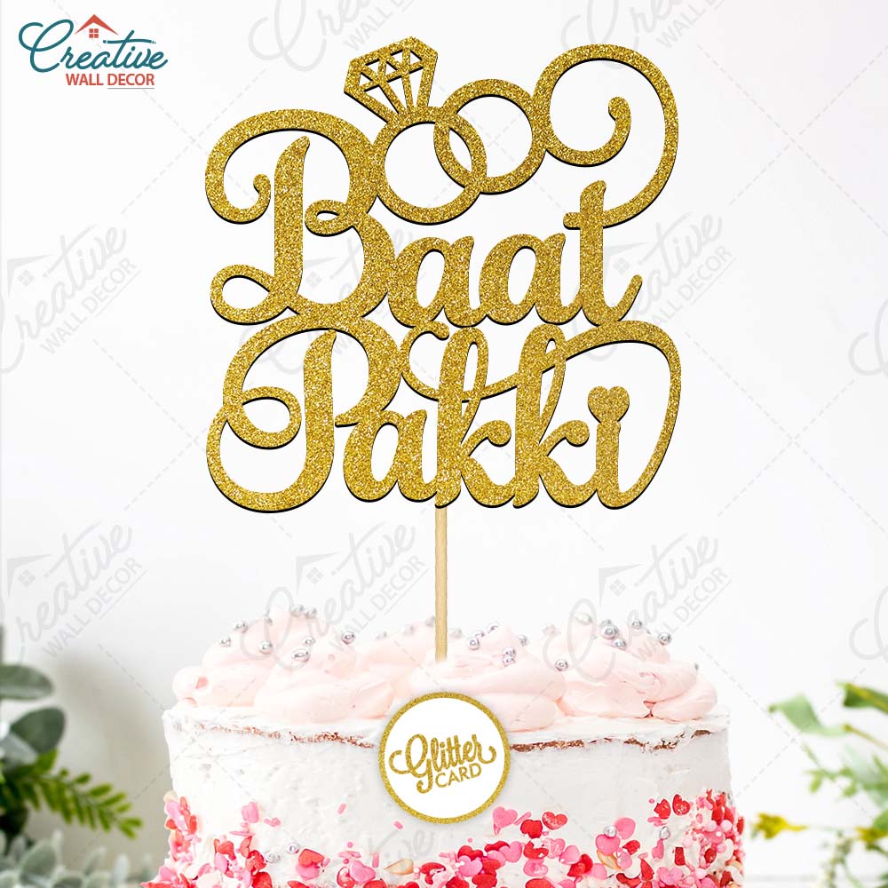 Baat Pakki Cake Topper – Gold Glitter