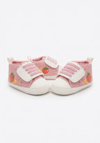 Dusty Pink Strawberry Velcro Baby Shoes soft sole prewalker for baby girls – Belinda Store