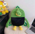 Green kids dinosaur plush backpack - soft dino school bag