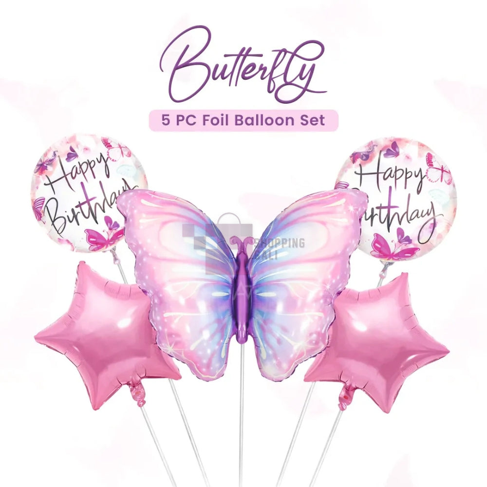 Butterfly Foil Balloon Set – 5 Pcs