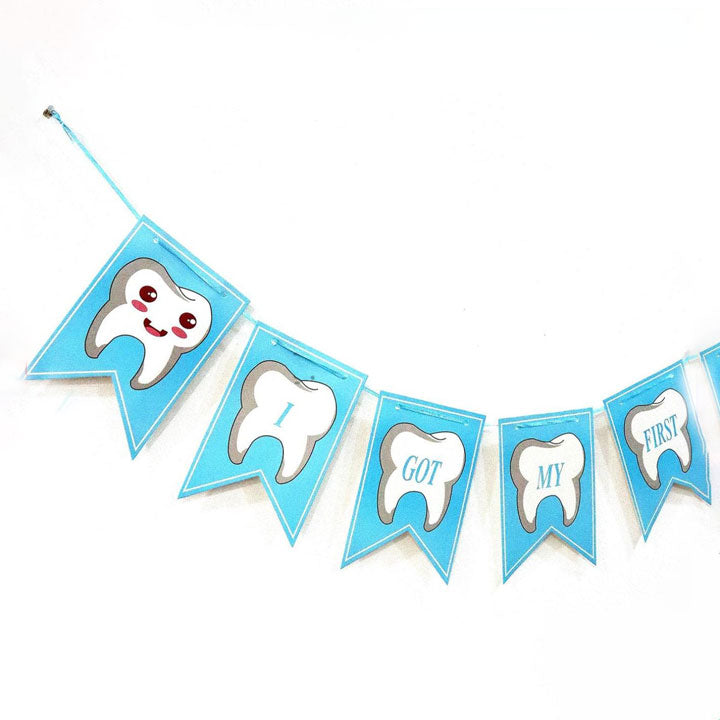 I Got My First Tooth Banner – Pink / Blue