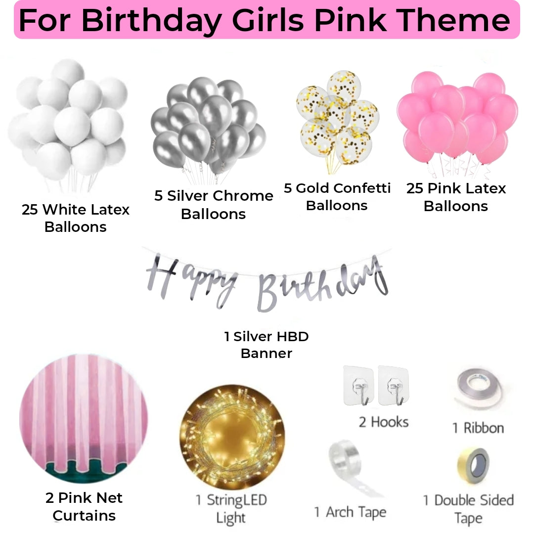 Happy Birthday Balloon Set with Fairy Light