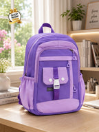 Purple kids school backpack - front view