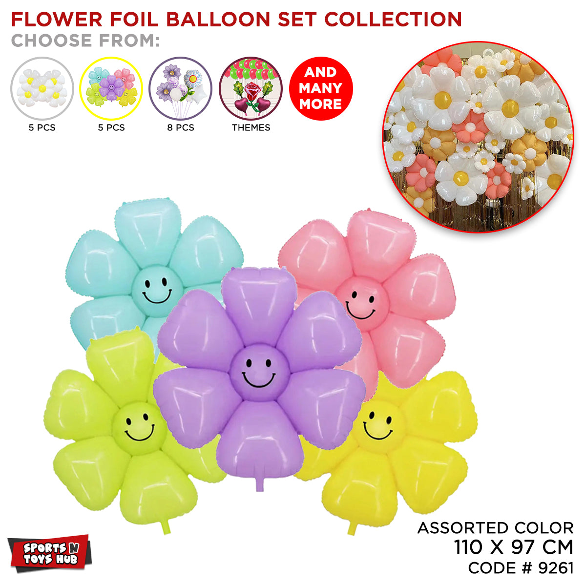 Flower Foil Balloons – Daisy, Rose, Tulip, Sunflower