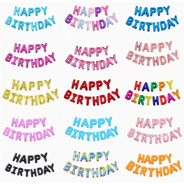 Happy Birthday Foil Letter Balloons – 13 Pcs