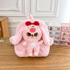 Labubu Plush Backpack - Fuzzy Bunny Backpack for Kids - Pink