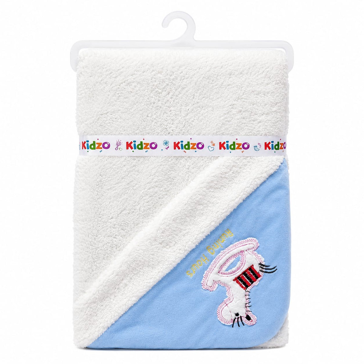 Fleece hooded baby wrapping sheet blue