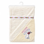 Fleece hooded baby wrapping sheet cream