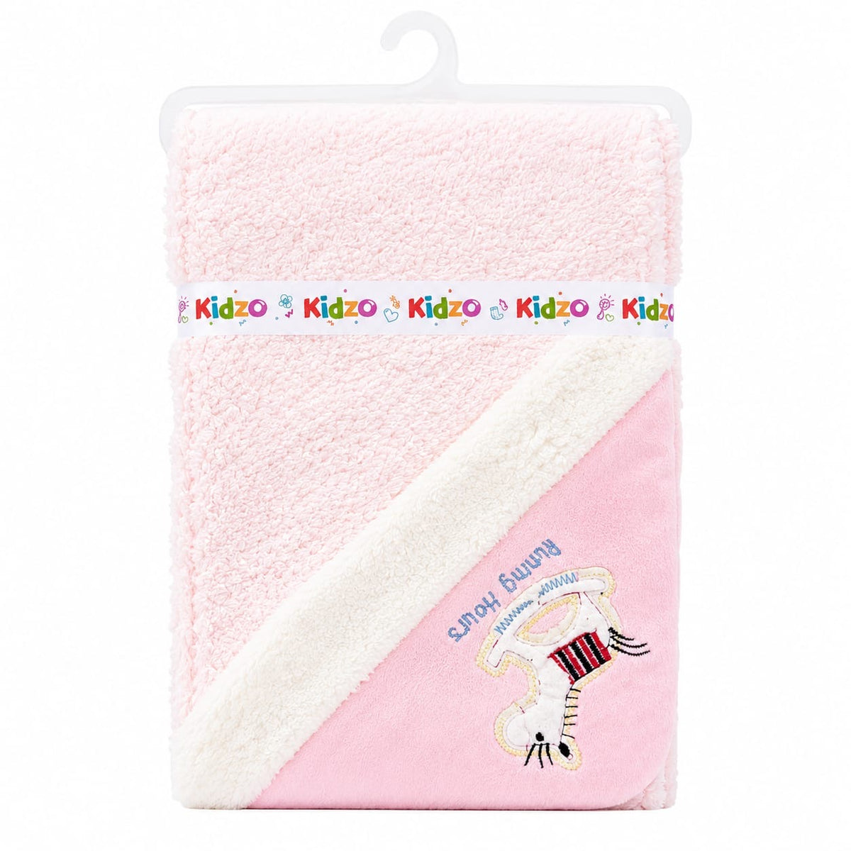 Fleece hooded baby wrapping sheet pink