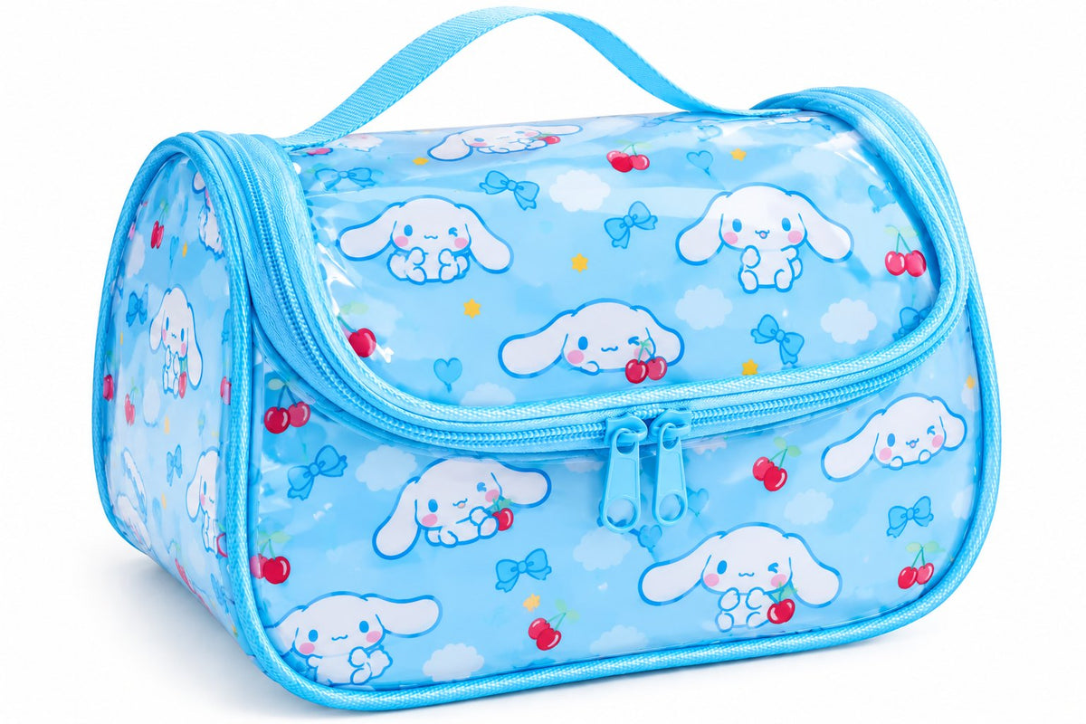 Glossy Blue Puppy Print Travel Bag