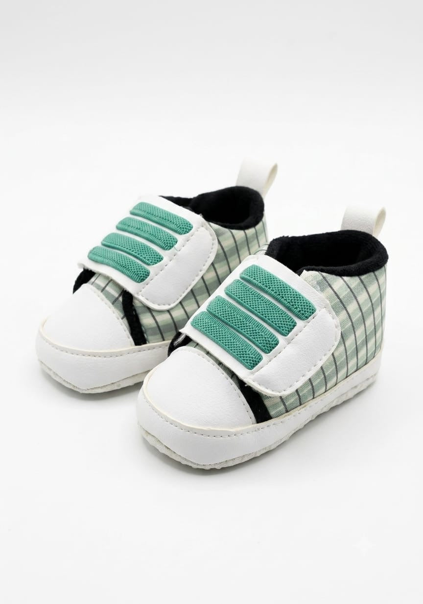 Green Plaid Velcro Baby Shoes soft sole prewalker for baby boys – Belinda Store