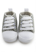 Grey Polka Dot Lace-Up Baby Sneakers soft sole prewalker for baby boys and girls – Belinda Store
