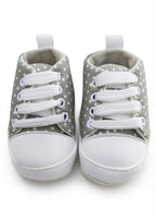 Grey Polka Dot Lace-Up Baby Sneakers soft sole prewalker for baby boys and girls – Belinda Store
