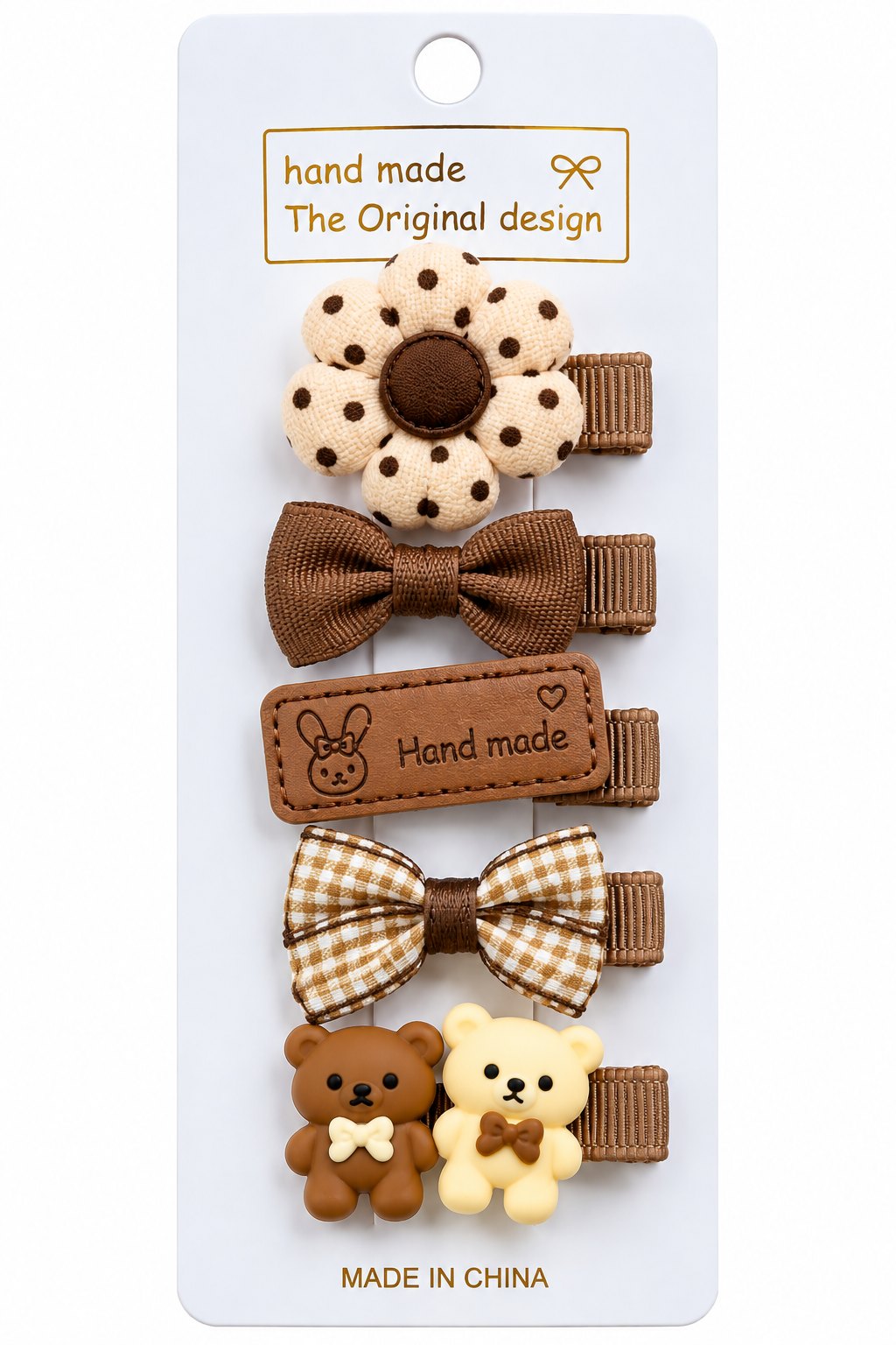Handmade Neutral Hair Clips Set