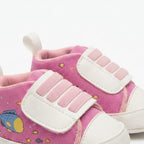 Hot Pink Ocean Print Velcro Baby Shoes design detail – soft sole baby shoes – Belinda Store