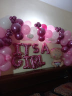 It's a Girl Room Decor – Pink & Magenta Balloon Garland with Baby Foil Balloon