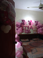 It's a Girl Room Decor – Pink & Magenta Balloon Garland with Baby Foil Balloon
