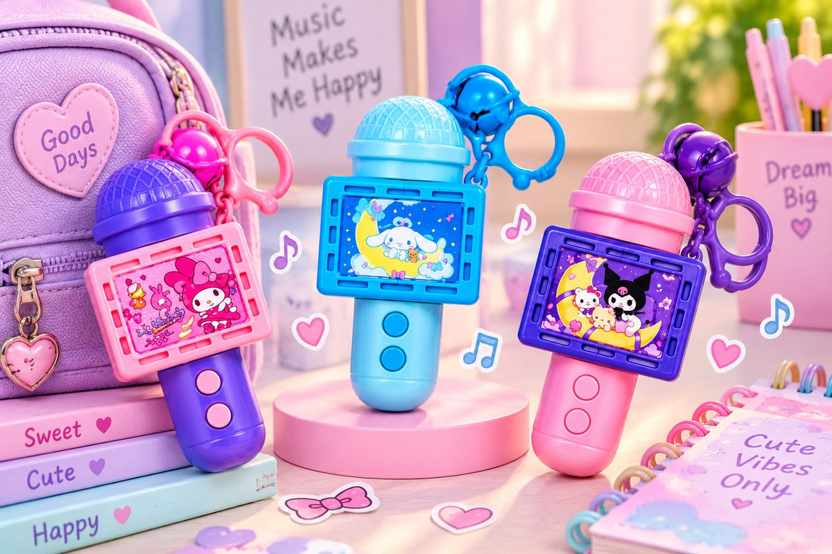 Kawaii Microphone Keychain Trio