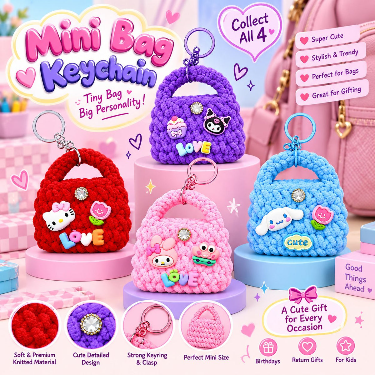 Kawaii Mini Bag Keychain Collection