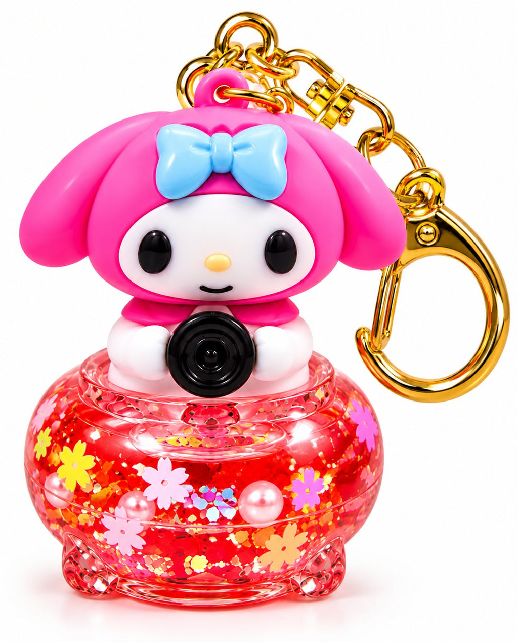 Kawaii Pink Bunny Glitter Keychain