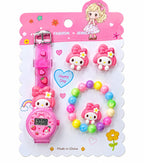 Kawaii Pink Watch and Jewelry Set