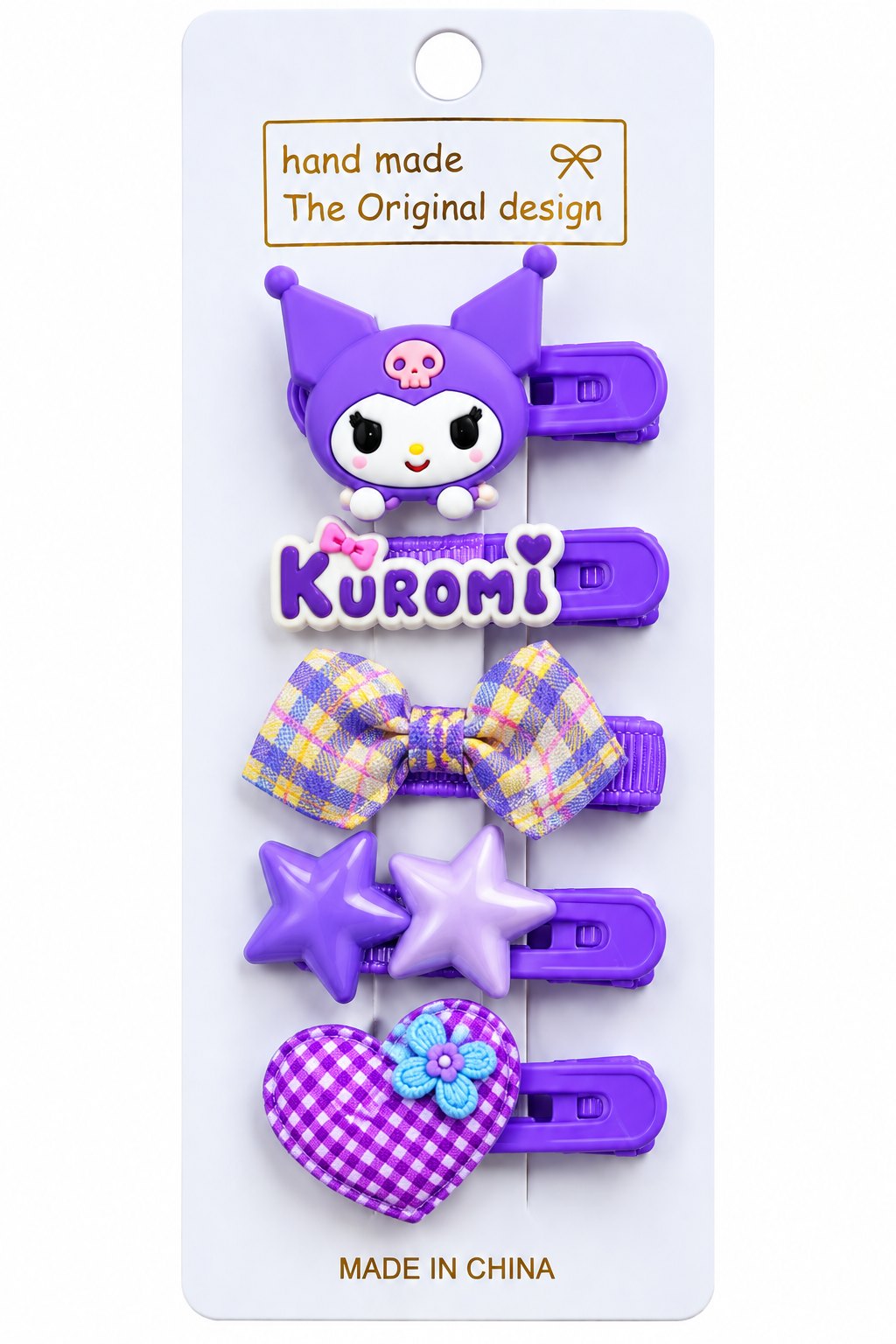 Kawaii Purple Hair Clips Display Card